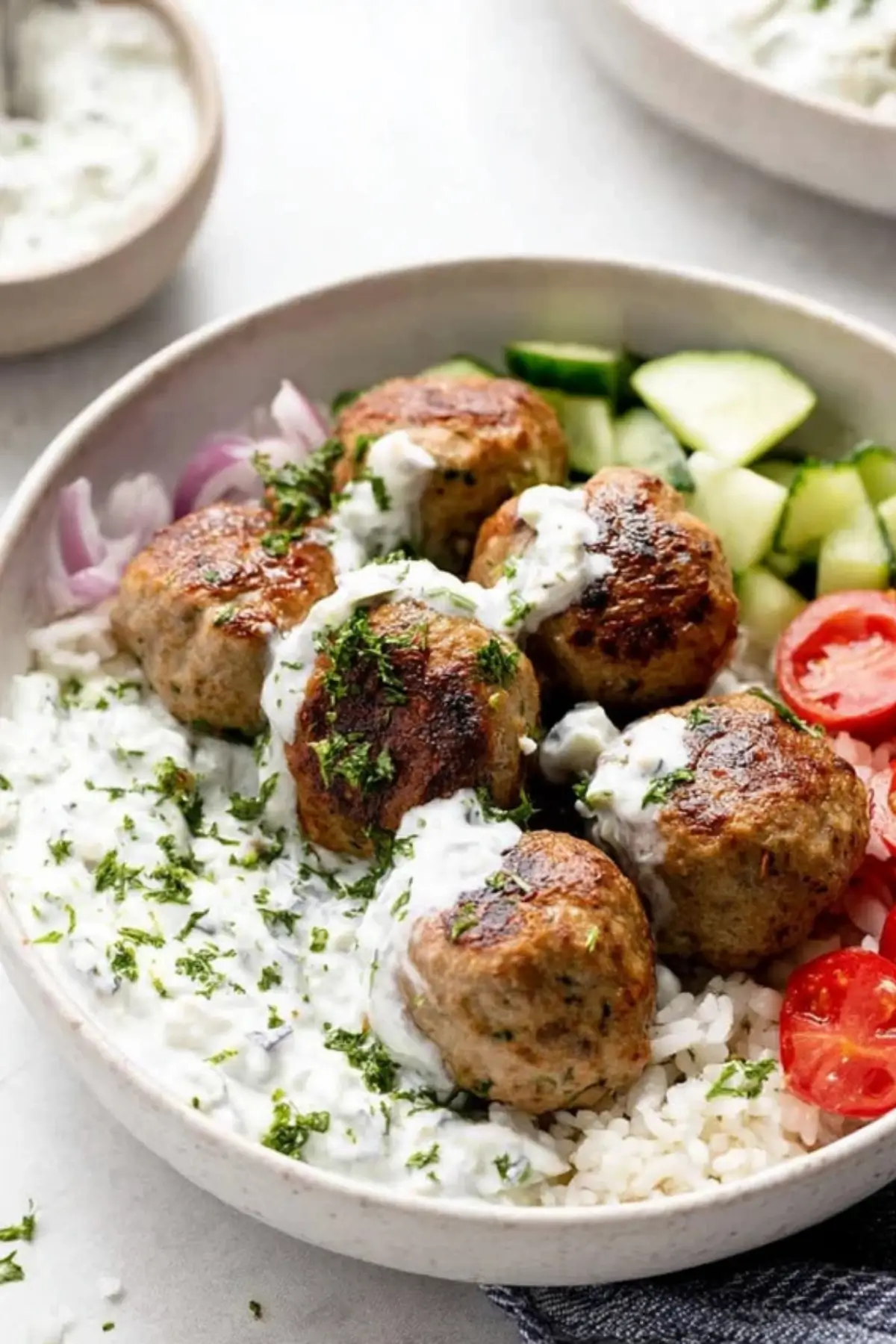 Healthy Greek Turkey Meatballs with Tzatziki Sauce Healthy Greek Turkey Meatballs with Tzatziki Sauce