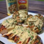 Grilled Stuffed Chicken with Cream Sauce