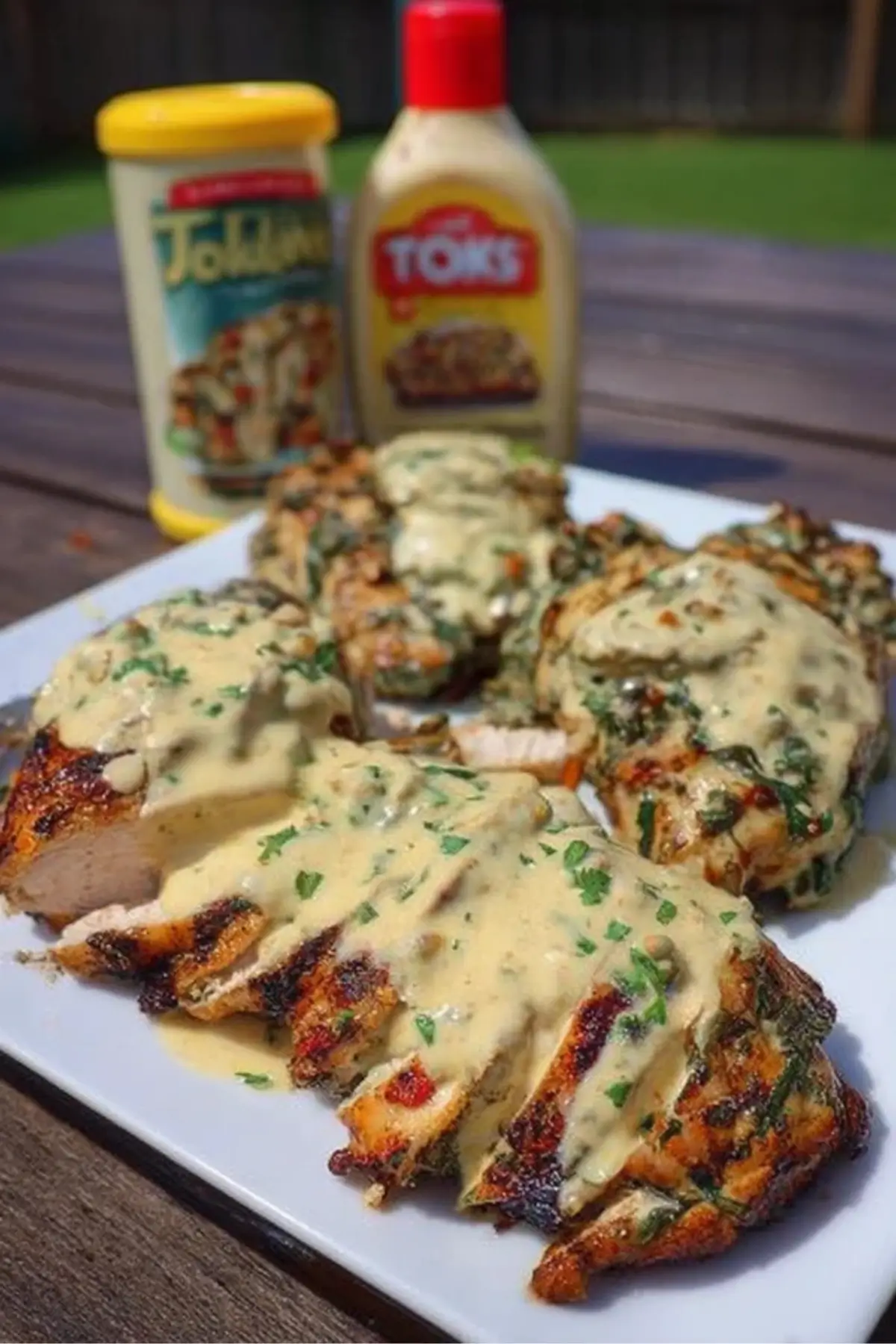 Grilled Stuffed Chicken with Cream Sauce Grilled Stuffed Chicken with Cream Sauce