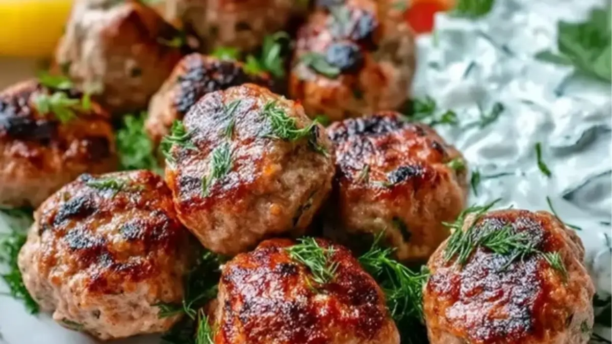Greek Turkey Meatballs with Tzatziki