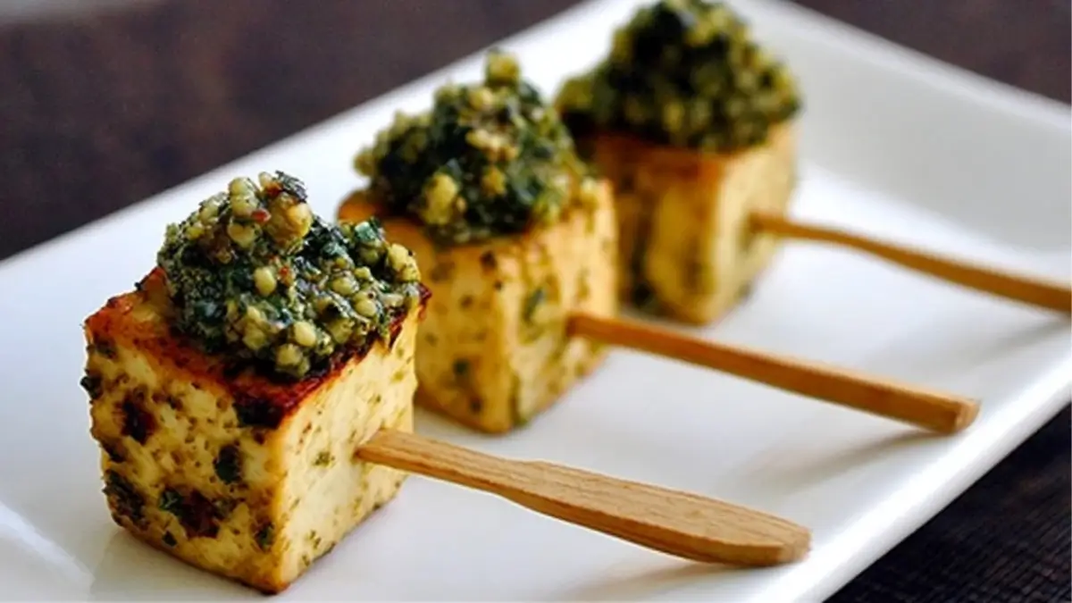 Roasted Tofu Lollipops with Pesto