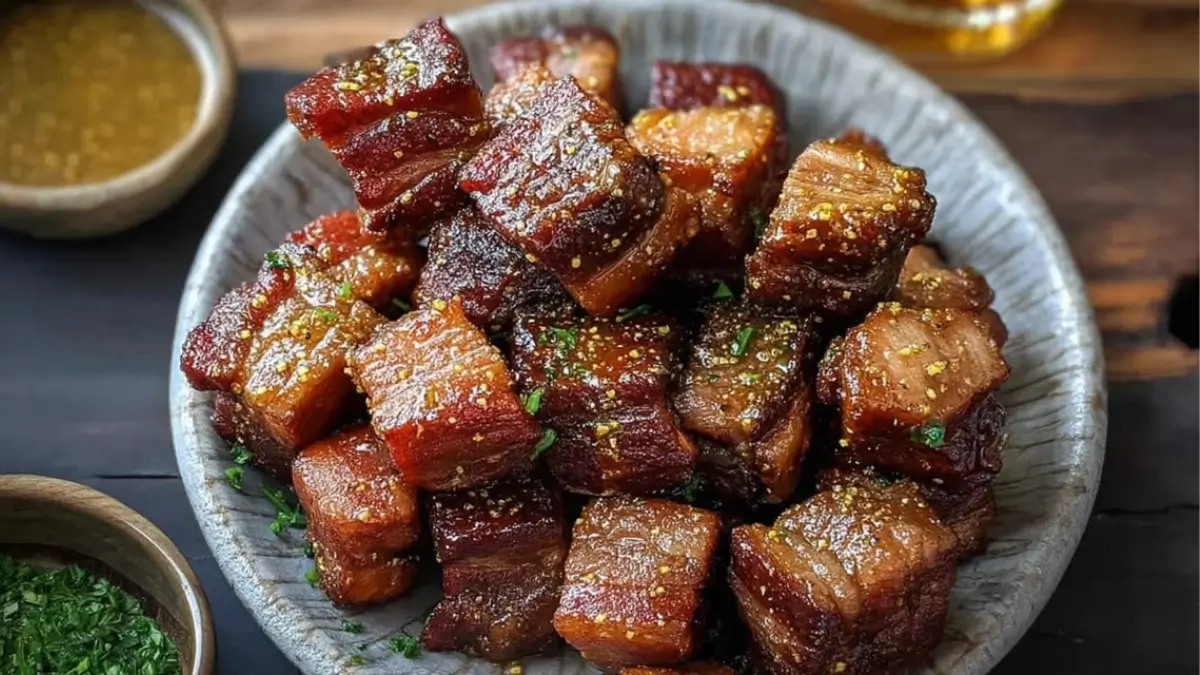 Crispy Maple Mustard Pork Belly Bites