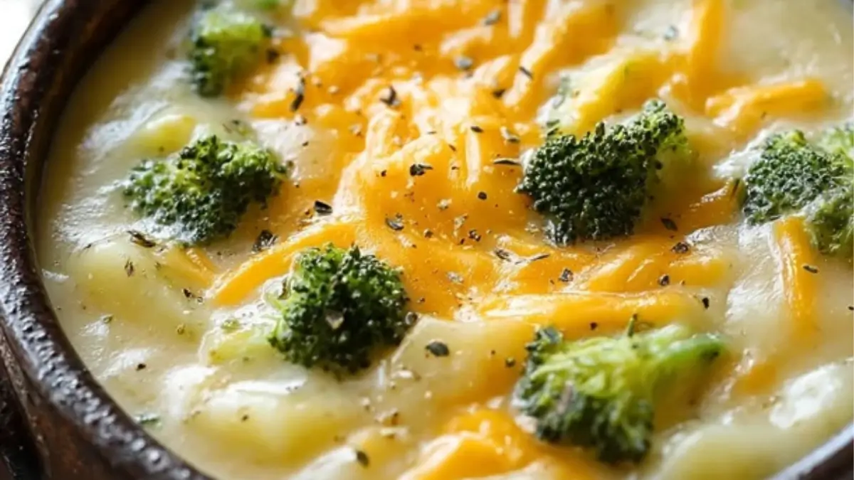 Creamy Crockpot Potato Broccoli Cheddar Soup