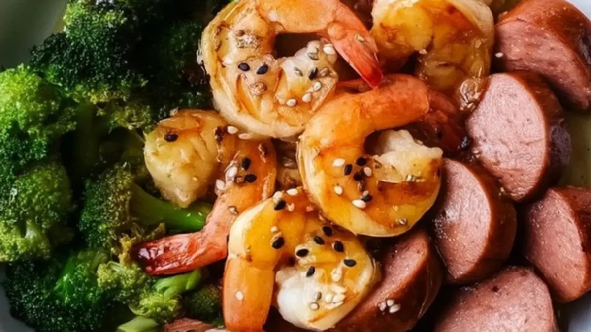 Easy Honey Garlic Shrimp with Sausage and Broccoli