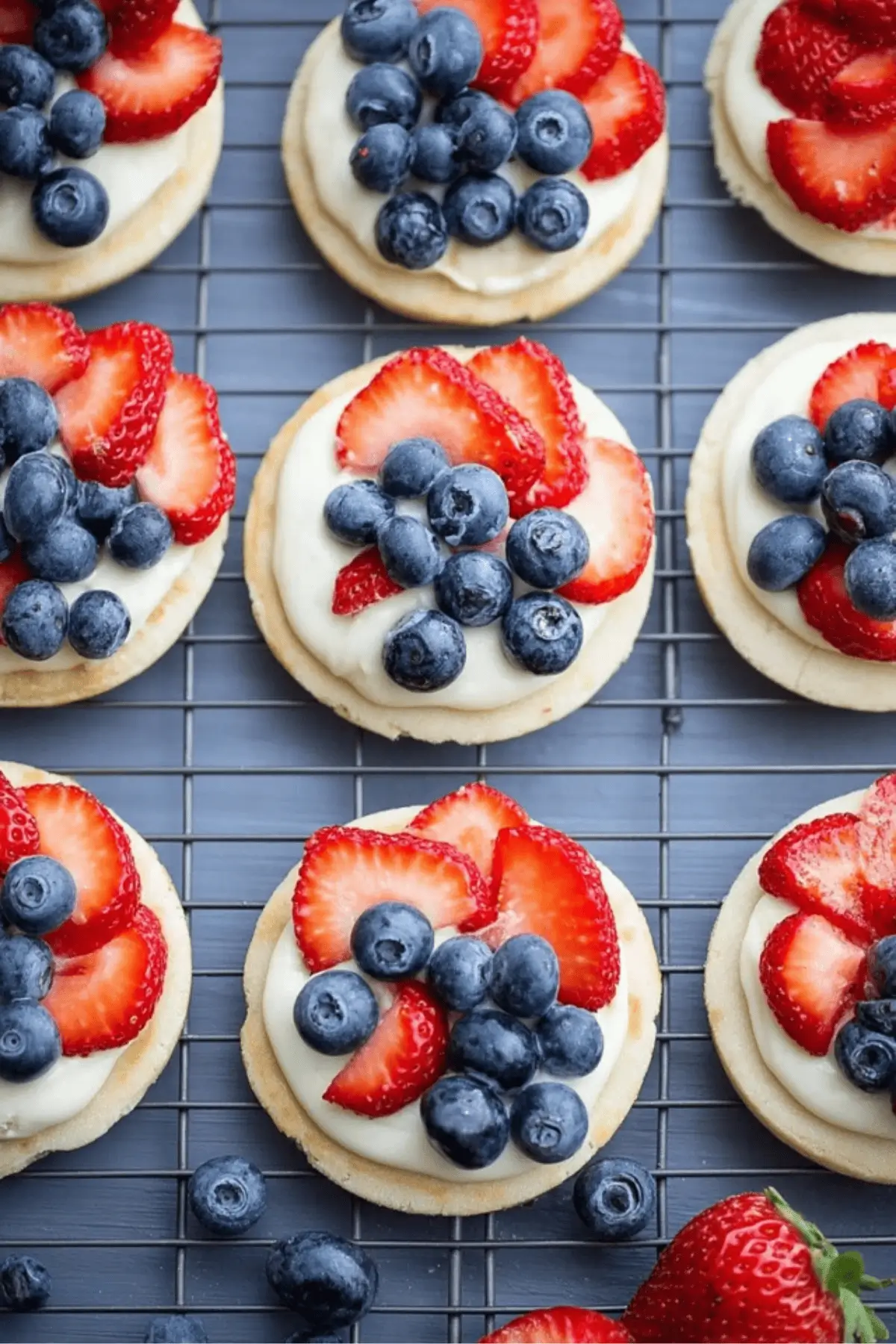 Red, White, and Blue Mini Fruit Pizzas