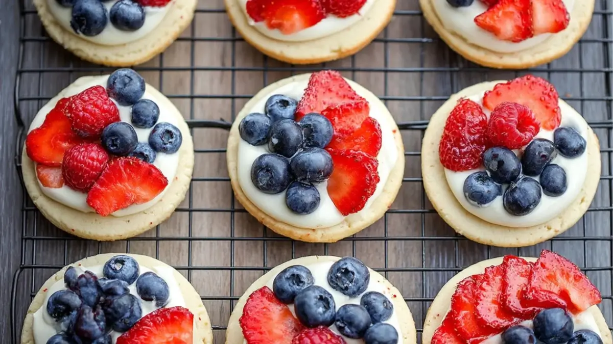 Red, White, and Blue Mini Fruit Pizzas