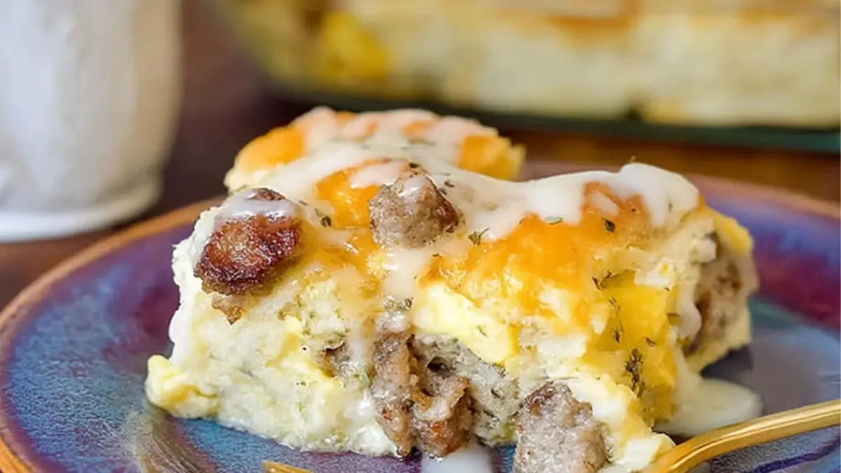 Biscuits and Gravy Breakfast Casserole