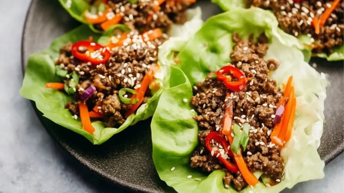 Asian-Style Ground Beef Lettuce Wraps
