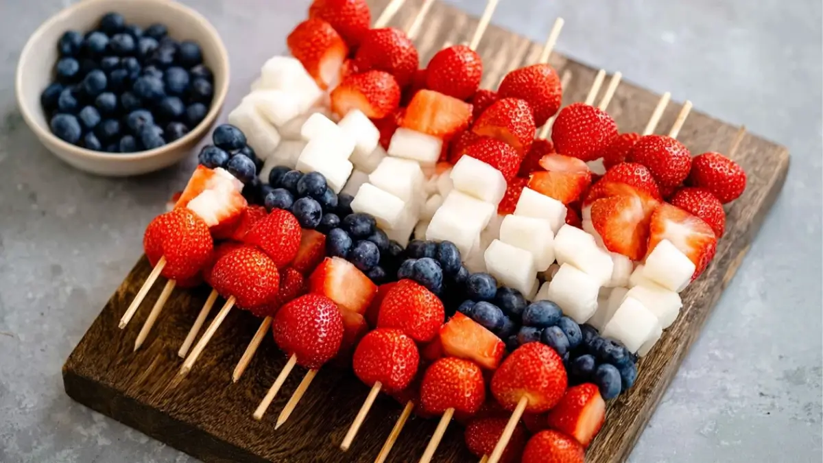 Red, White, and Blue Fruit Kabobs