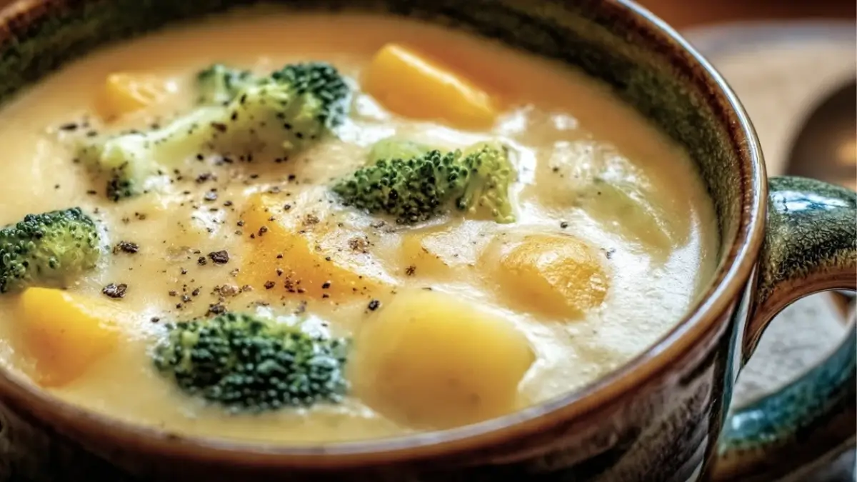 Creamy Crockpot Potato Broccoli Cheddar Soup