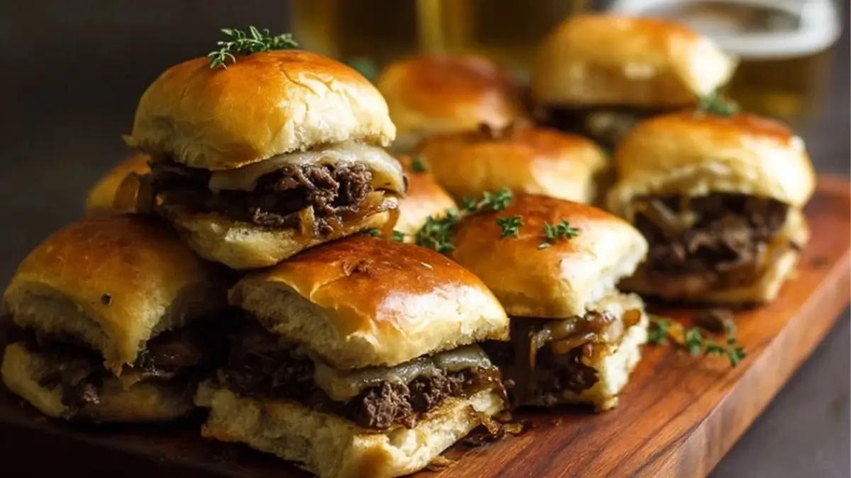French Onion Sliders with Gruyere and Caramelized Onions