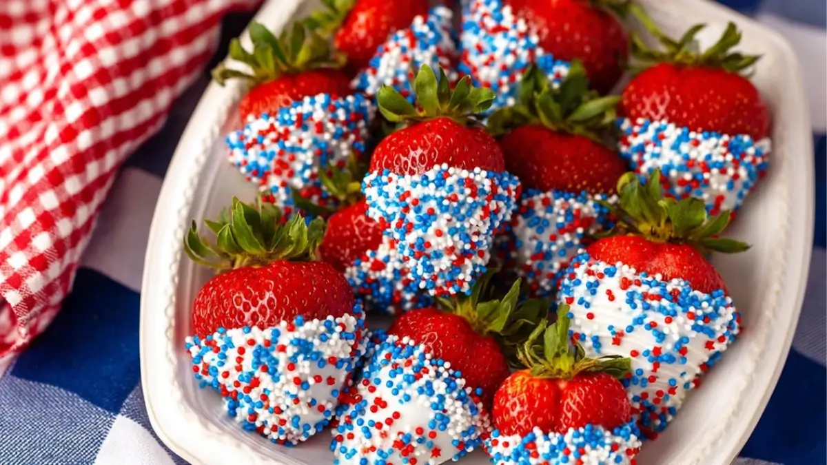 Easy 4th of July Chocolate Covered Strawberries