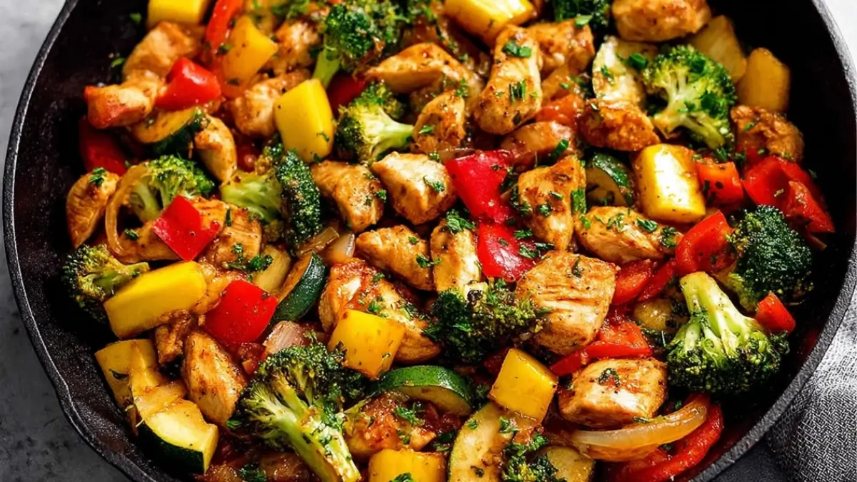 Lemon Herb Chicken and Veggies Skillet Recipe