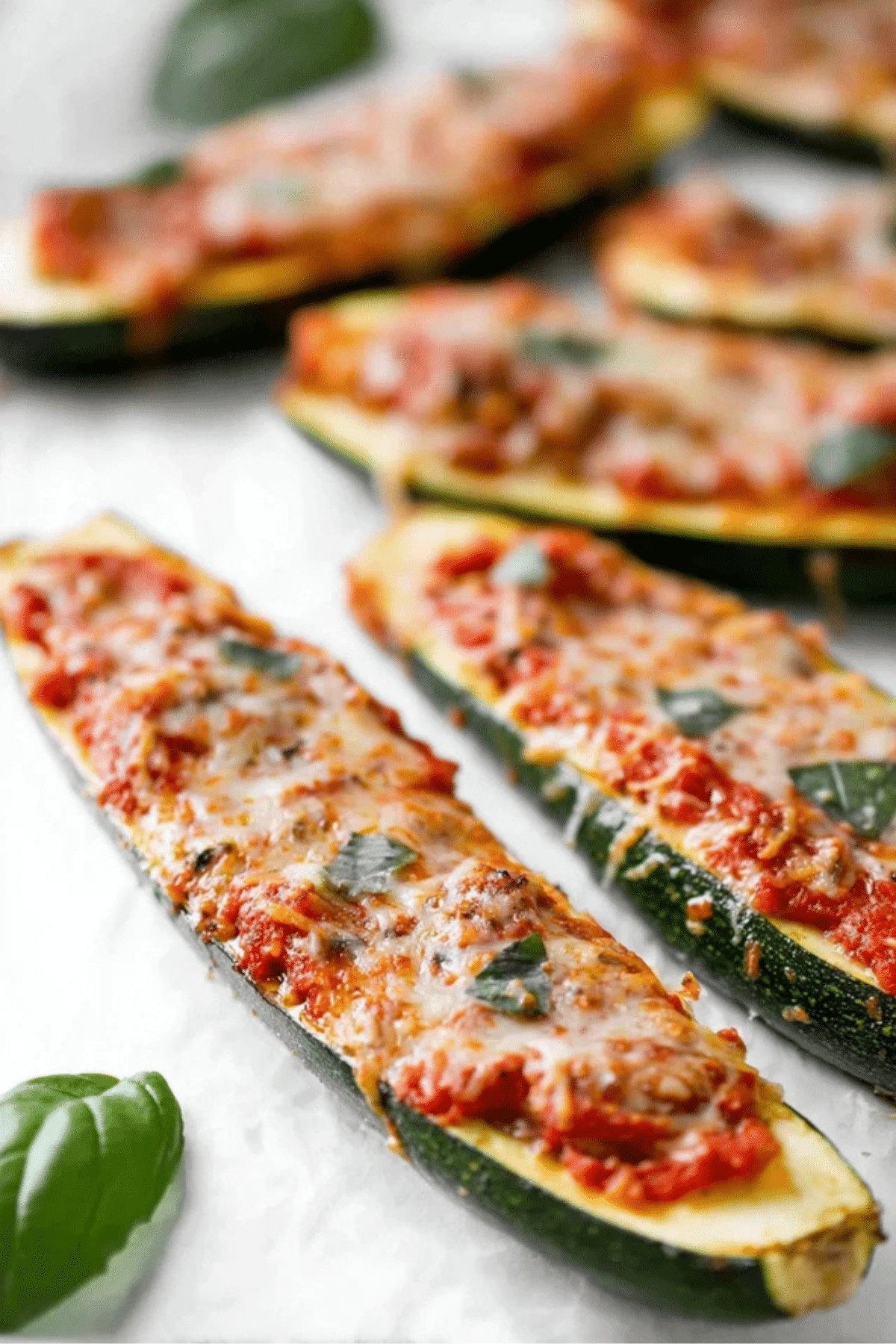Cheesy Baked Zucchini with Marinara