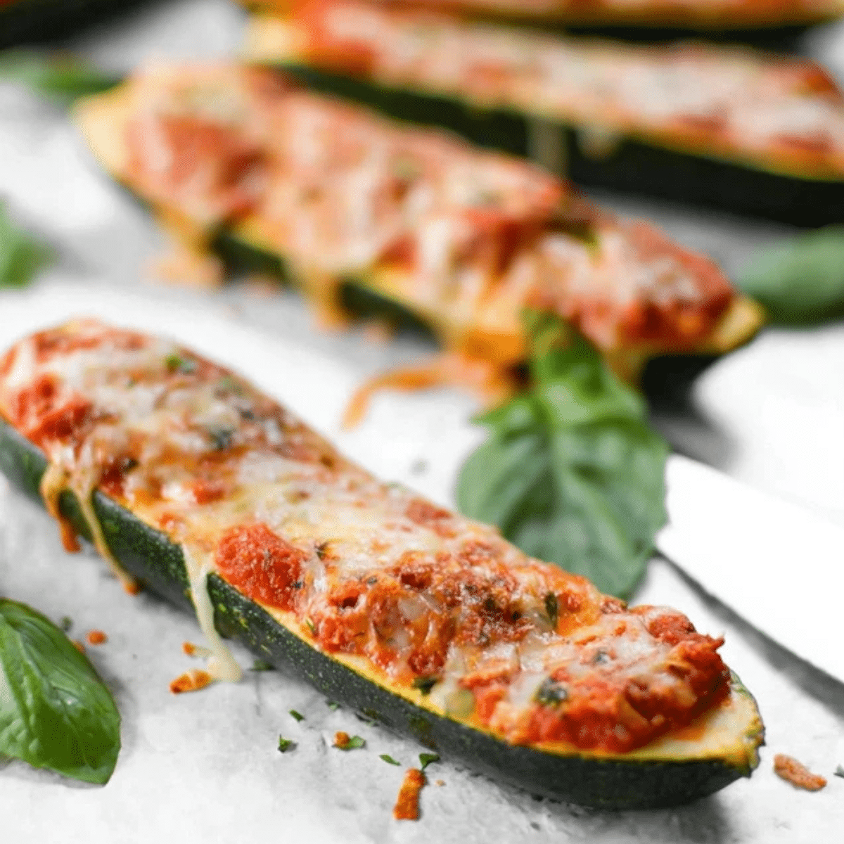 Cheesy Baked Zucchini with Marinara