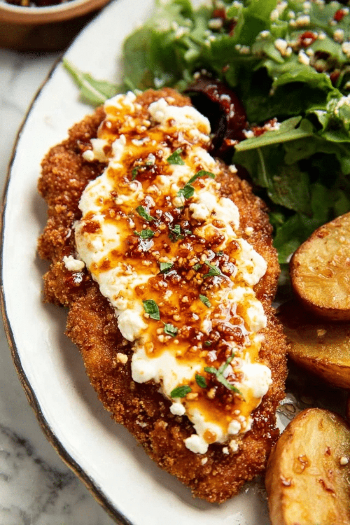 Crispy Hot Honey Feta Chicken