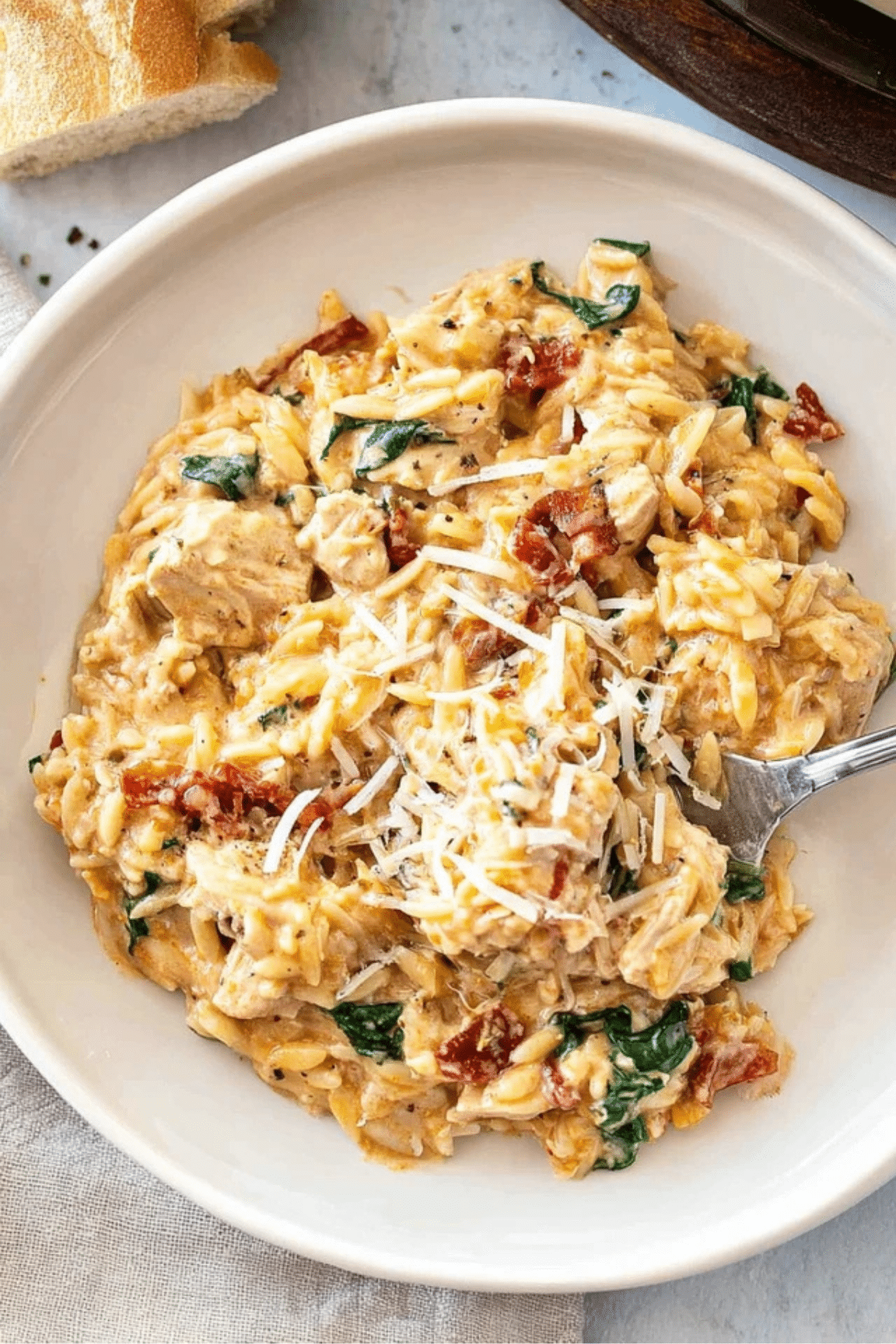 Slow Cooker Creamy Tuscan Chicken Orzo
