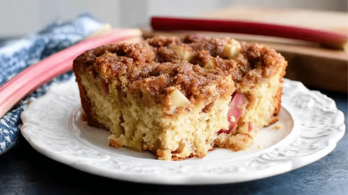 Double Crumb Rhubarb Coffee Cake