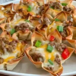 Cheesy Sausage Wonton Cups