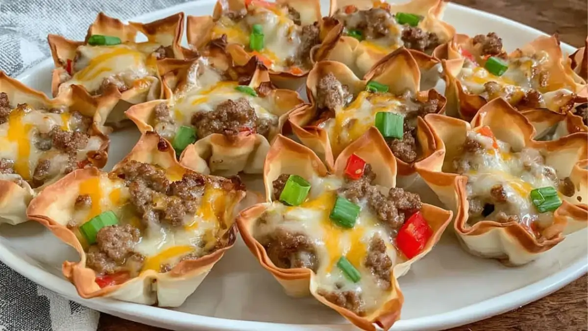 Cheesy Sausage Wonton Cups