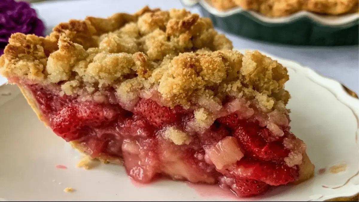 Strawberry Rhubarb Pie with Crumb Topping