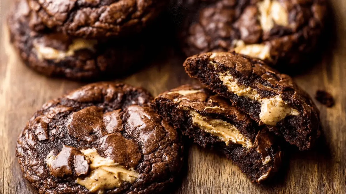Peanut Butter Filled Brownie Cookies