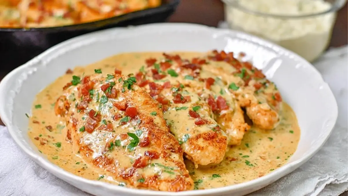 Lemon Herb Chicken Skillet with Tomato Basil Cream Sauce