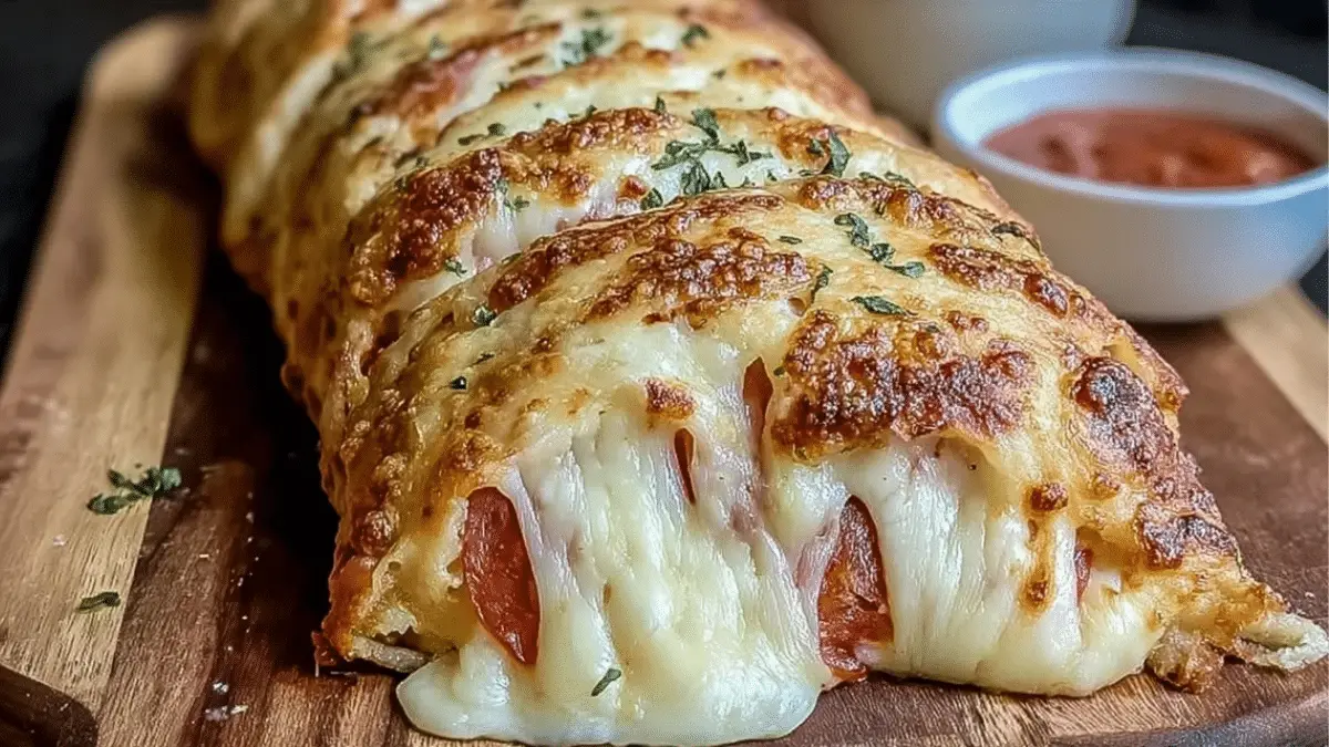 tremendus cheesy pepperoni stromboli