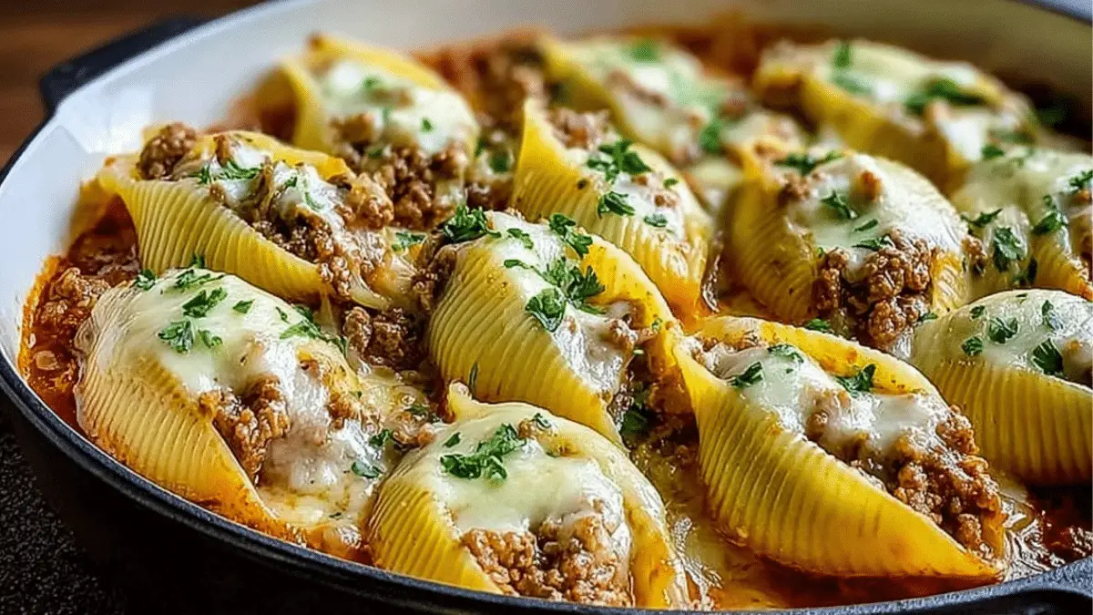 creamy ricotta beef stuffed shells pasta