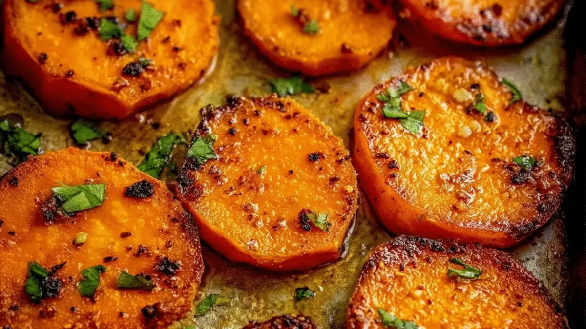 Garlic Butter Roasted Sweet Potatoes