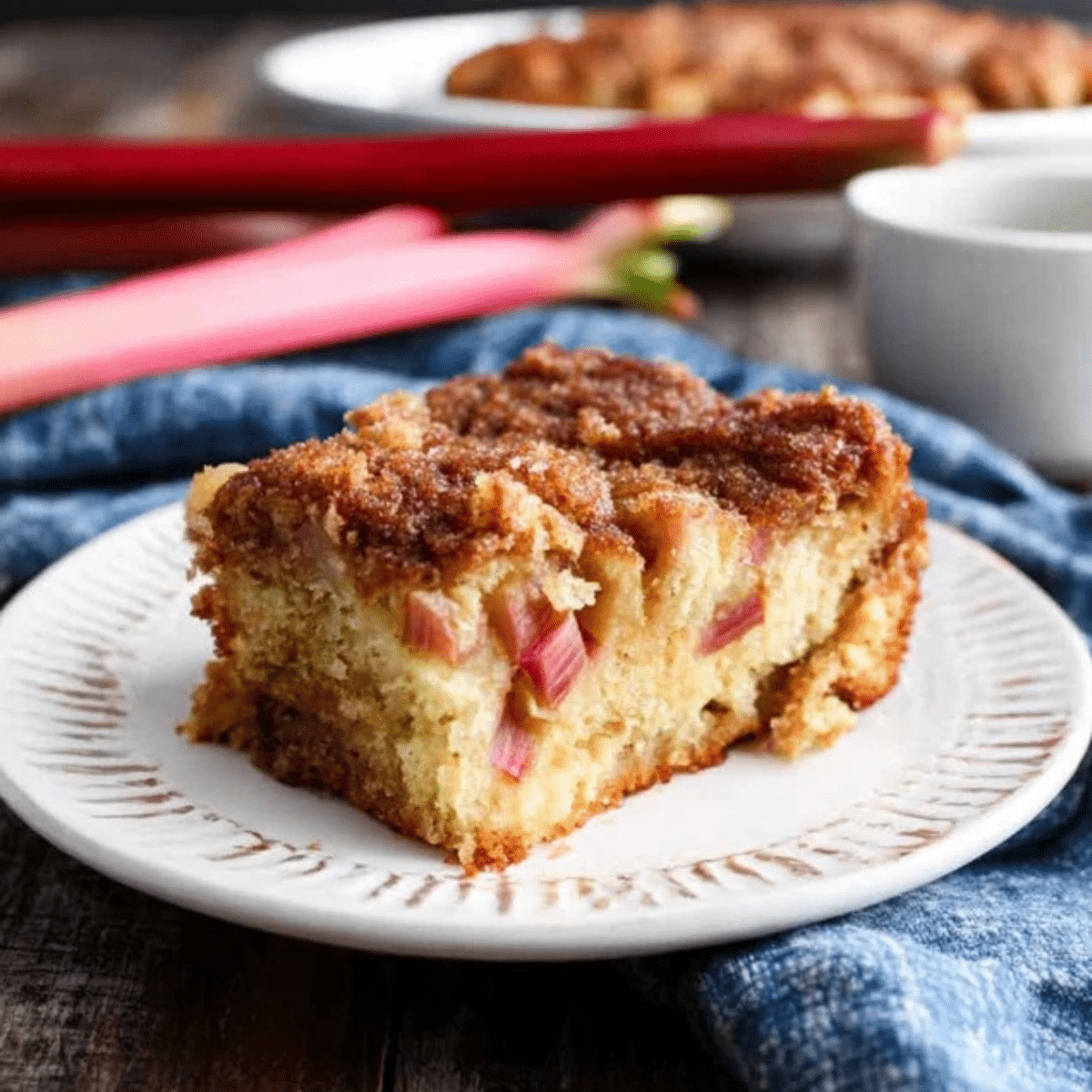 Double Crumb Rhubarb Coffee Cake