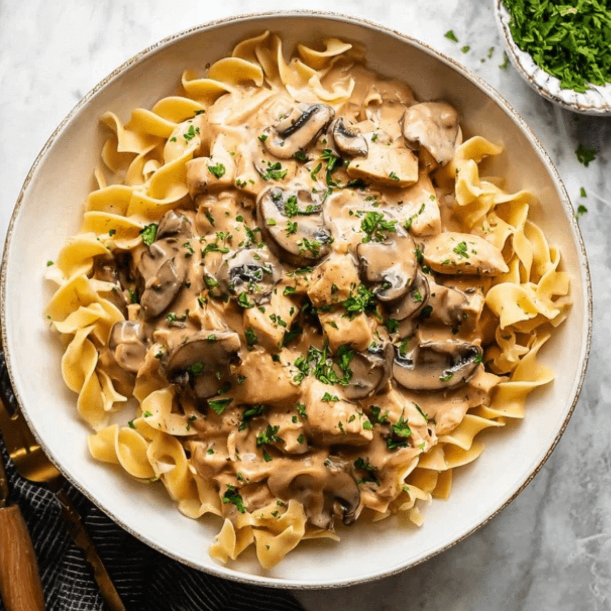 One Pan Chicken Stroganoff