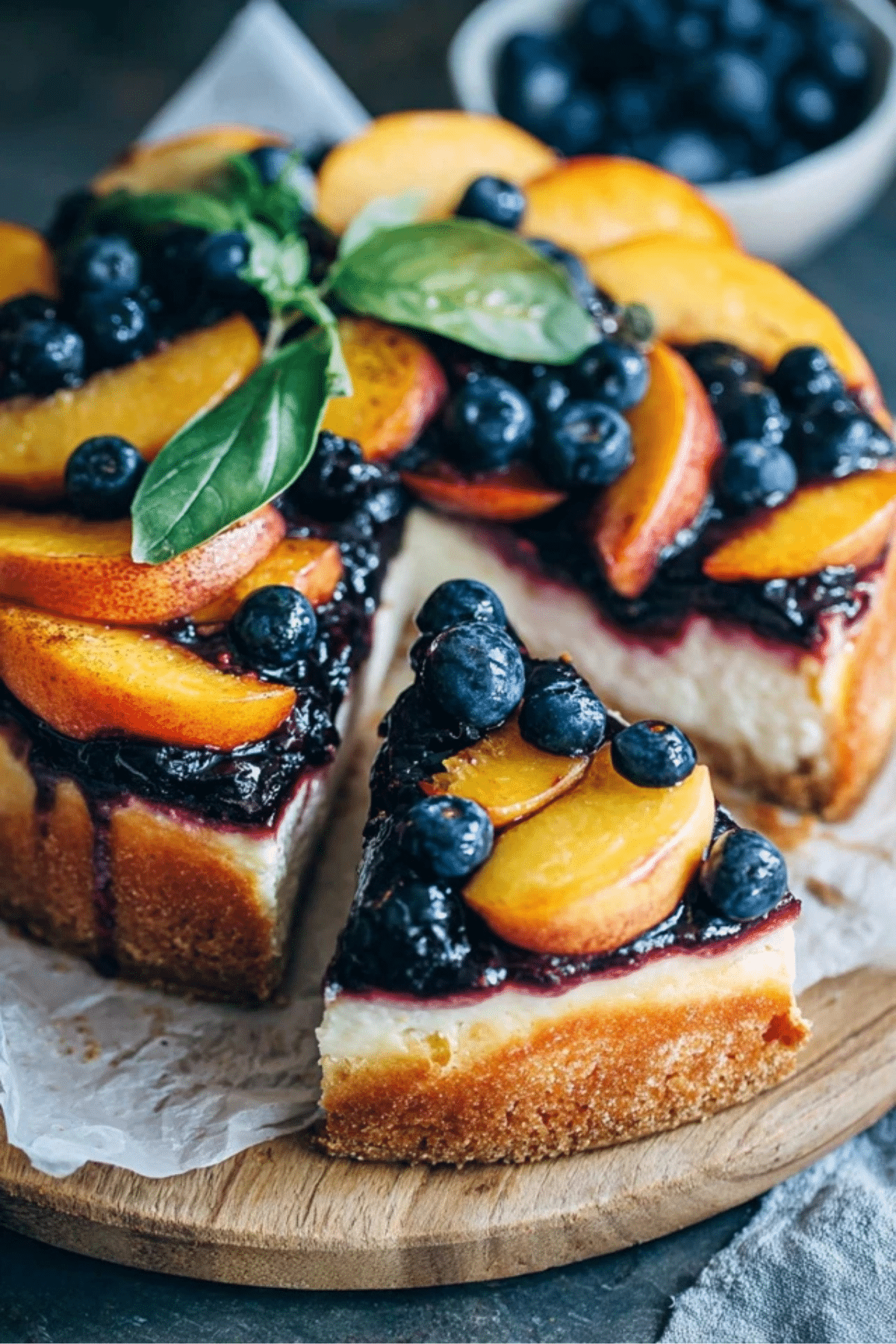 Summer Berry and Peach Cheesecake