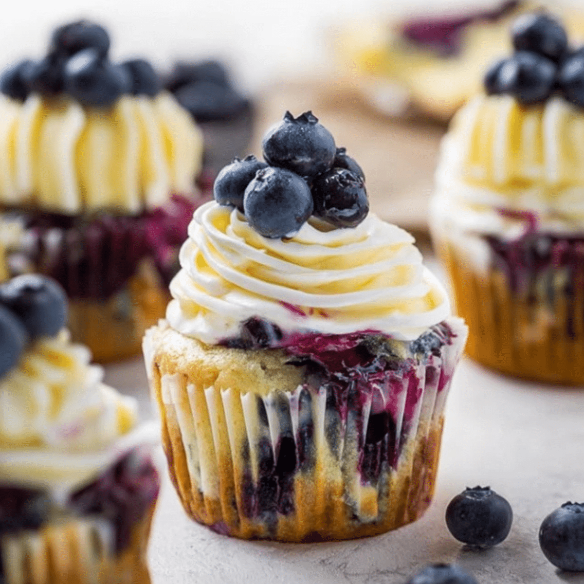 White Chocolate Blueberry Cheesecake Cupcakes