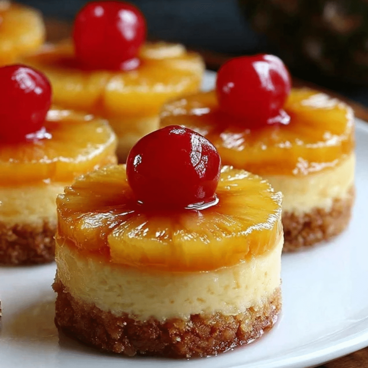 mini pineapple upside down cheesecake