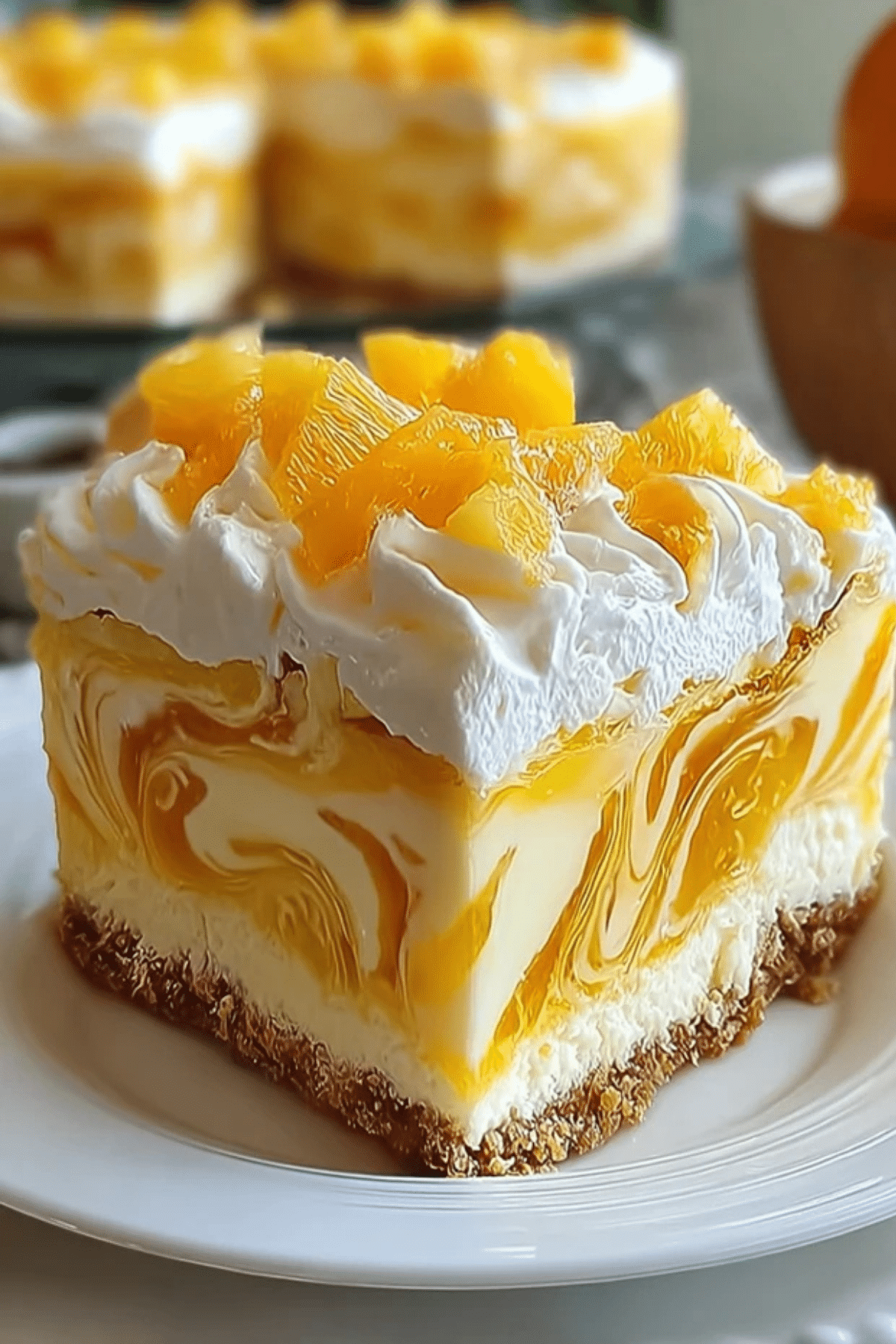 no bake orange pineapple swirl cheesecake