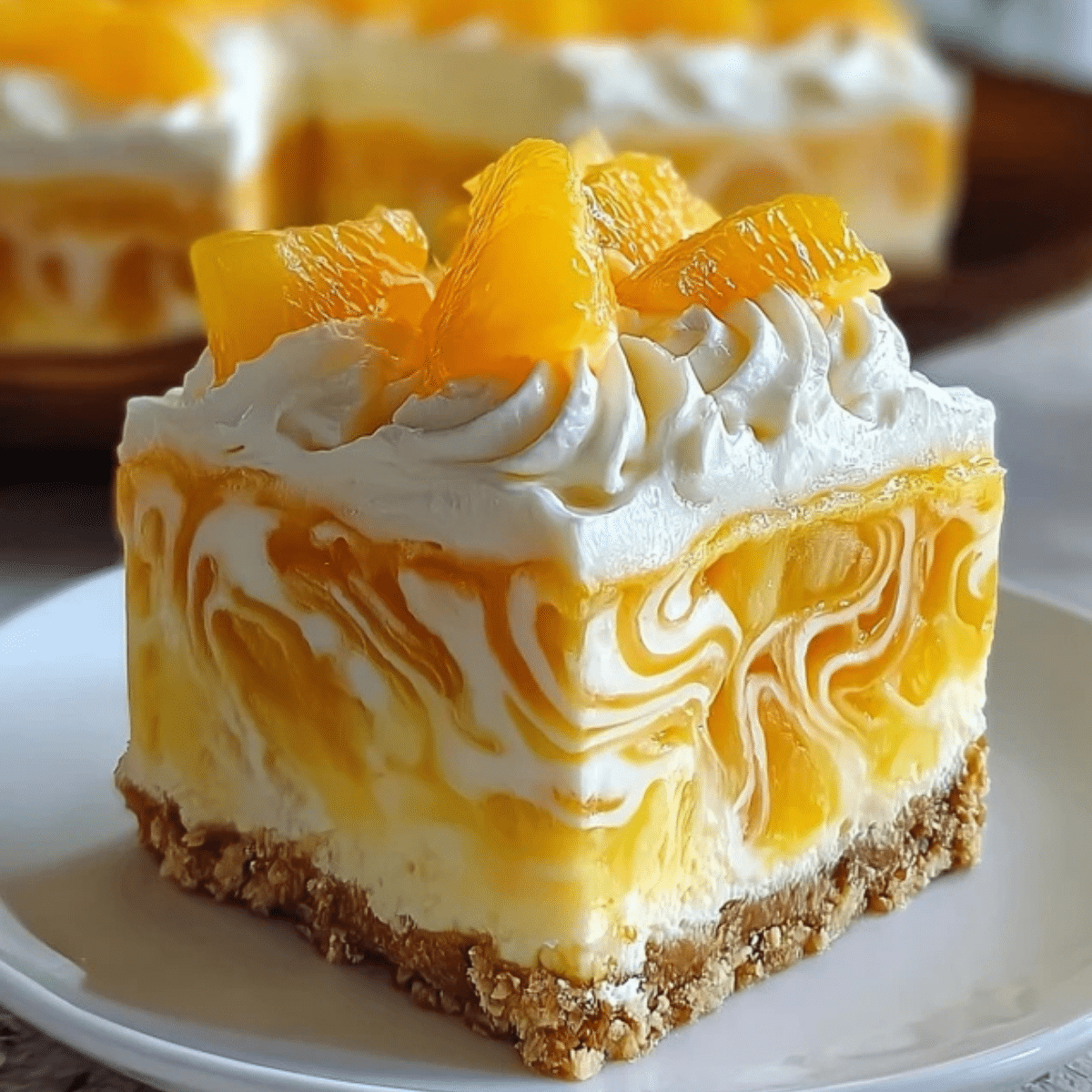 no bake orange pineapple swirl cheesecake