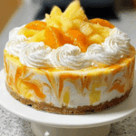 no bake orange pineapple swirl cheesecake