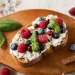 Berries and Basil Cream Cheese Toast