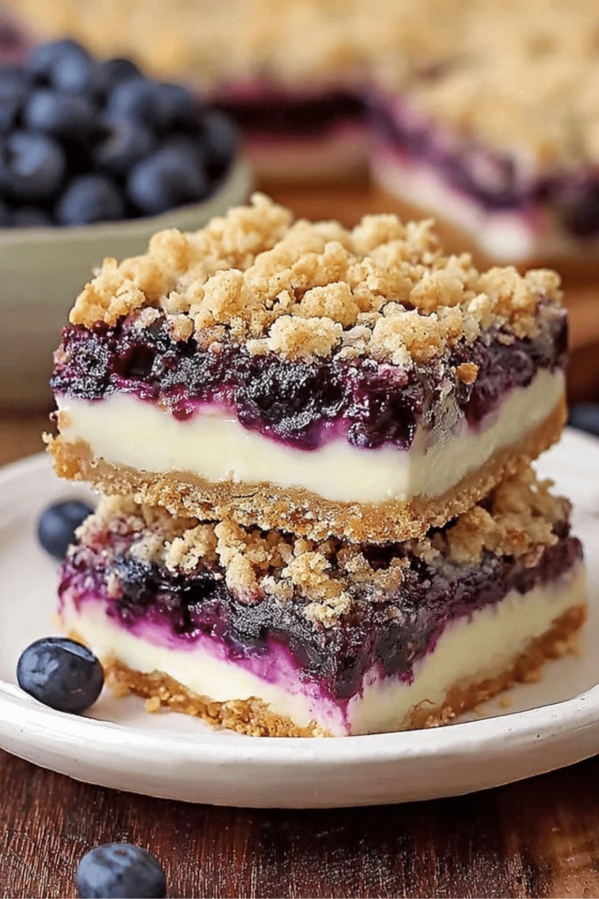 Blueberry Crisp Cheesecake Bars