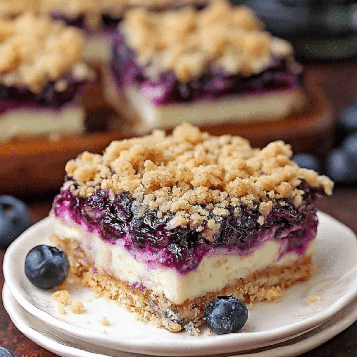 Blueberry Crisp Cheesecake Bars