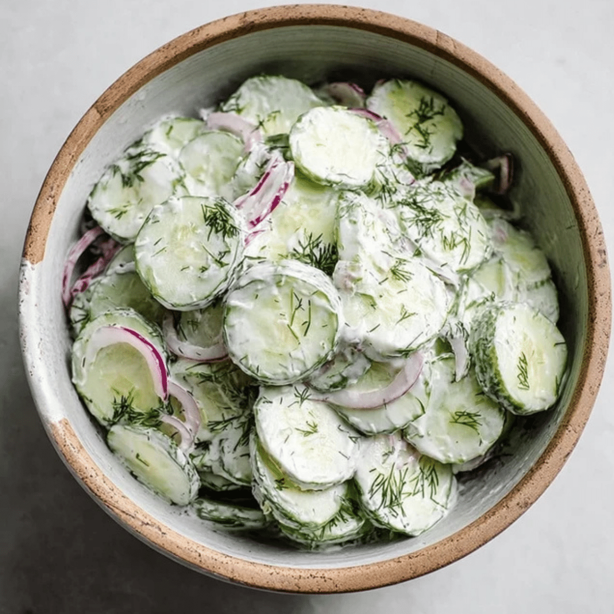 Creamy Dill Cucumber Onion Salad