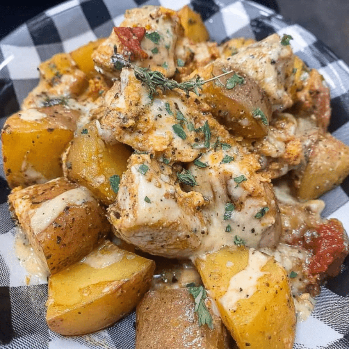 Crockpot Garlic Parmesan Chicken Potatoes