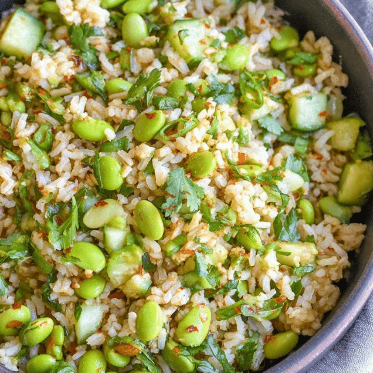 Cucumber Edamame Rice Salad