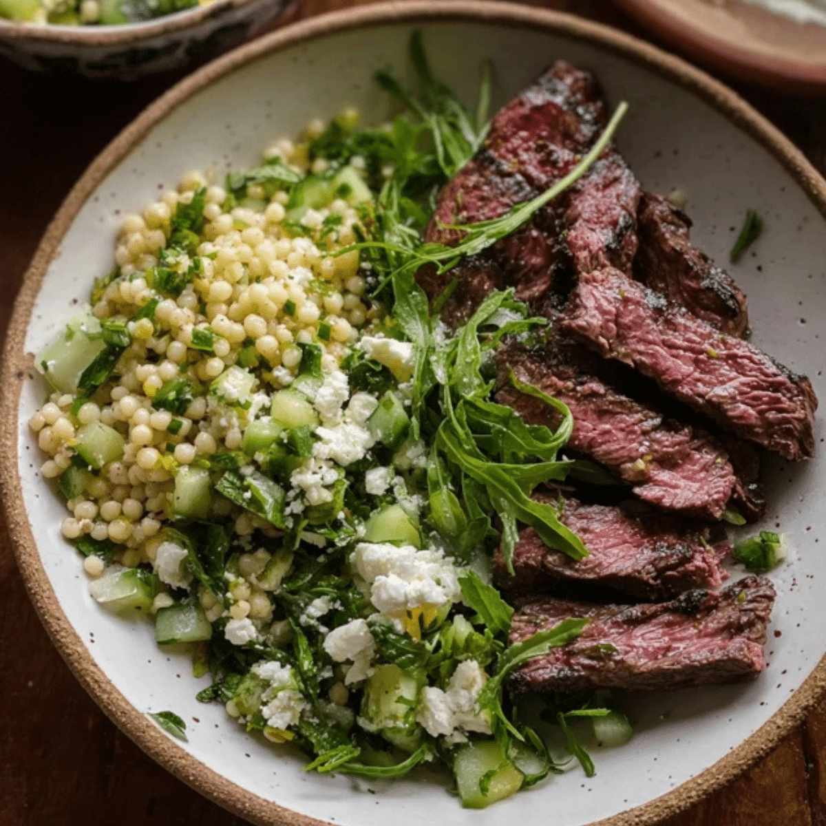 Grilled Skirt Steak with Lemon Herb Couscous Salad