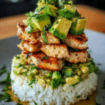 Honey Lime Chicken and Avocado Rice Stack