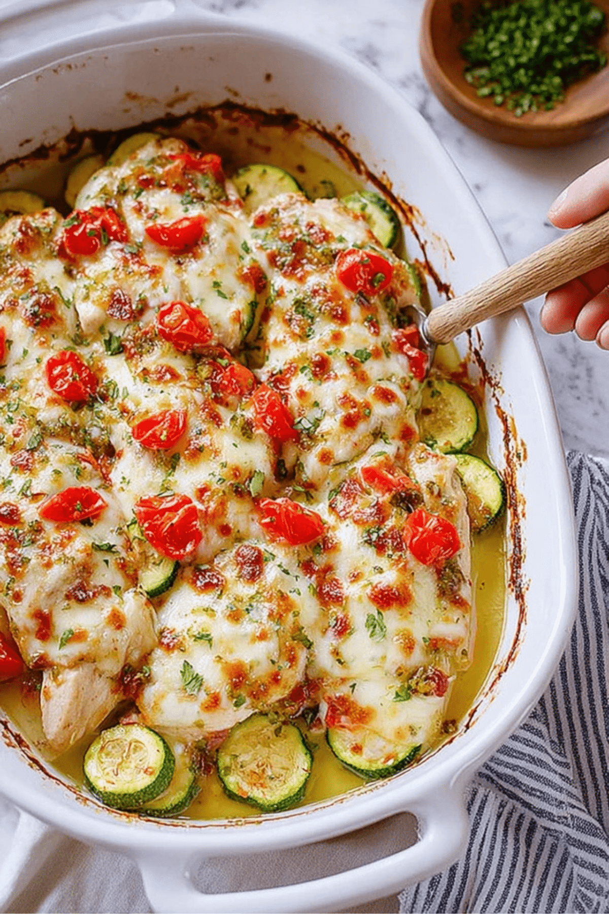 Mediterranean Chicken Zucchini Bake