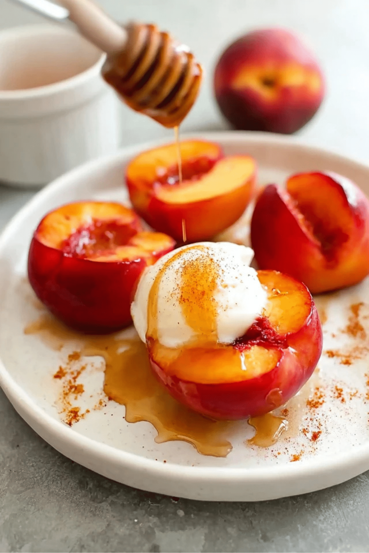 Nectarines with Cinnamon Honey Sauce