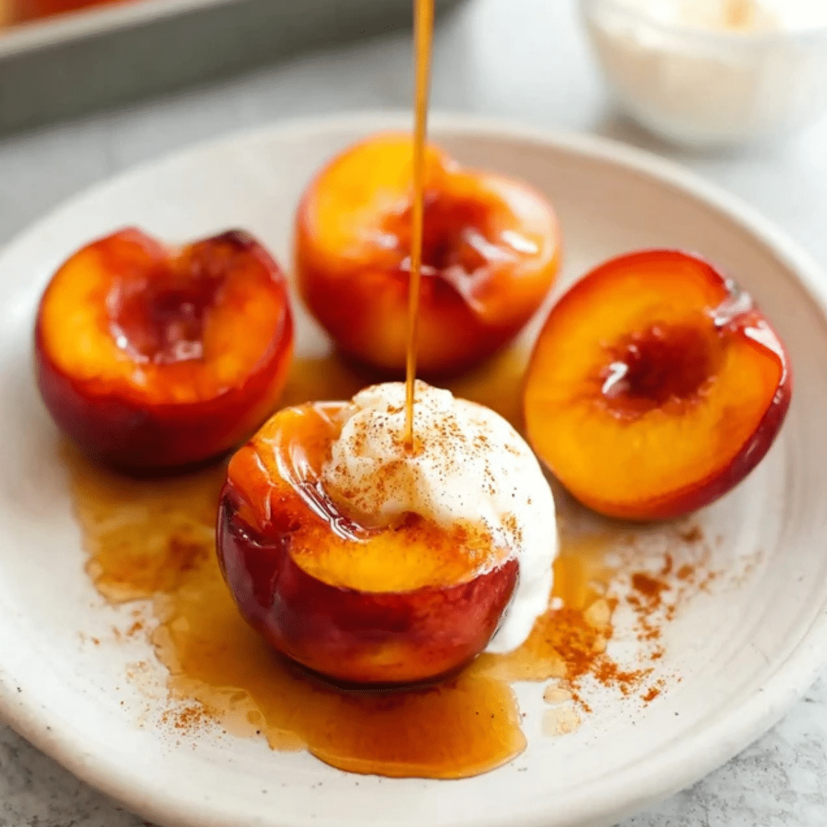 Nectarines with Cinnamon Honey Sauce
