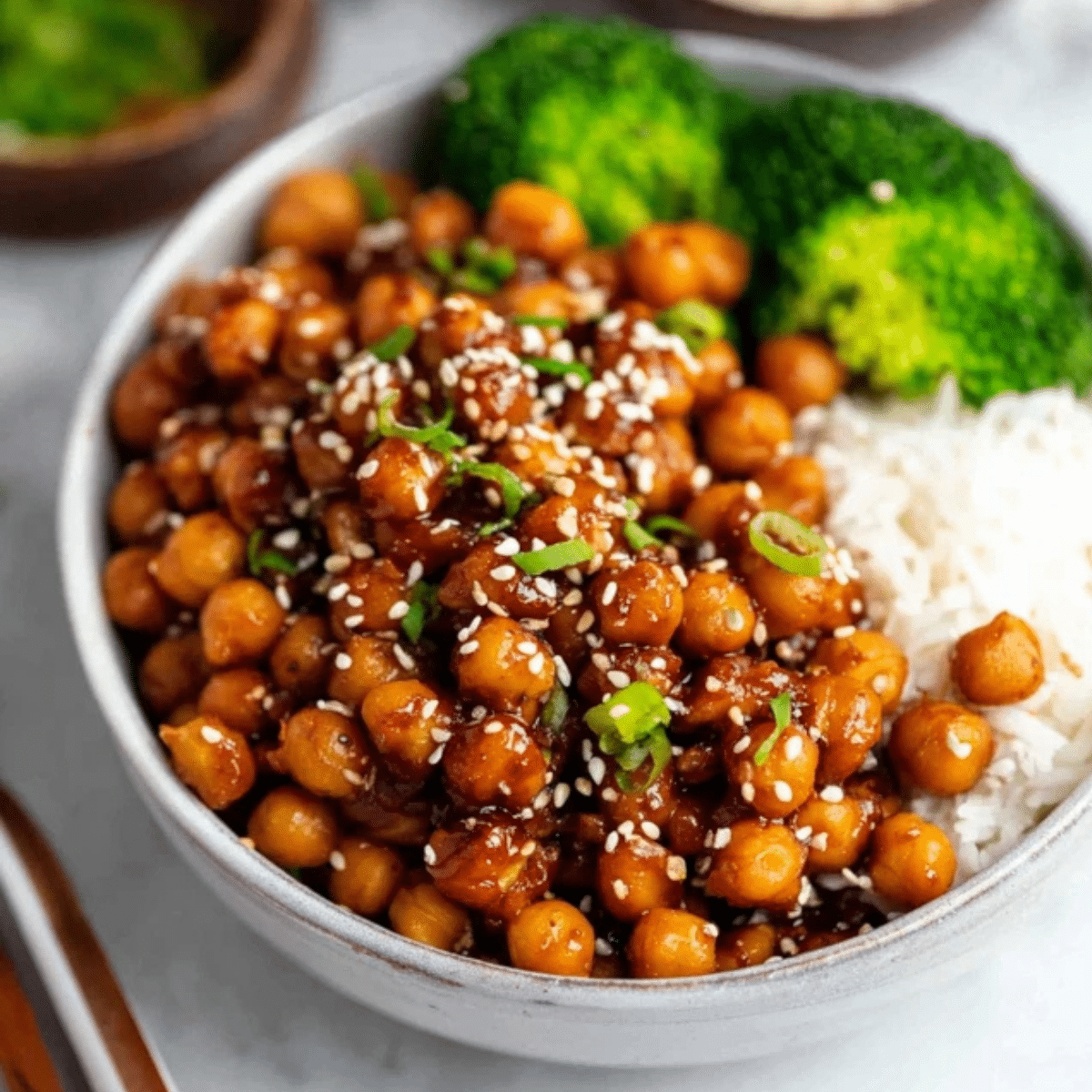 Vegan Sticky Sesame Chickpeas
